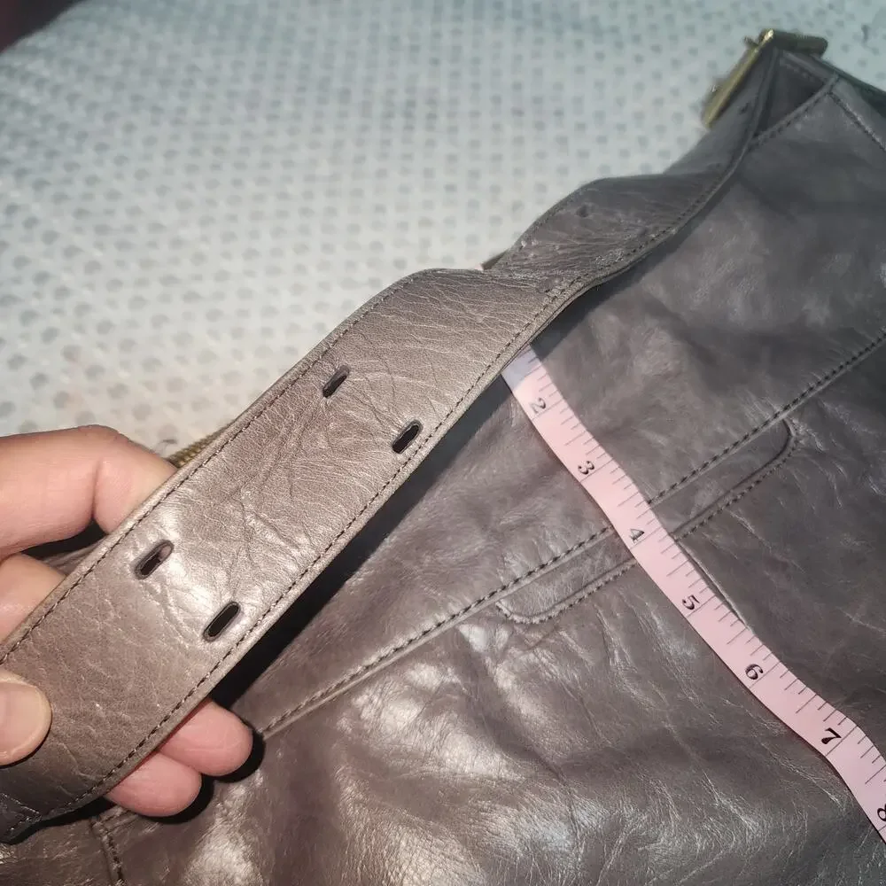 HOBO LEATHER EUC XL LEATHER SERRA GRAY HOBO SHOULDER BAG